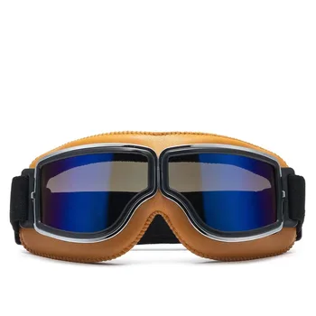 Ветрозащитный мотоциклетный шлем, очки в стиле Ретро, Кожаные Защитные очки с антибликовым покрытием, очки для мотокросса, очки в стиле стимпанк