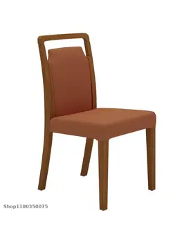 Технология обеденного стула Ткань Массив дерева Обеденный стол и стул в современном китайском ресторане Бытовой Бежевый Дизайнерский стул для взрослых