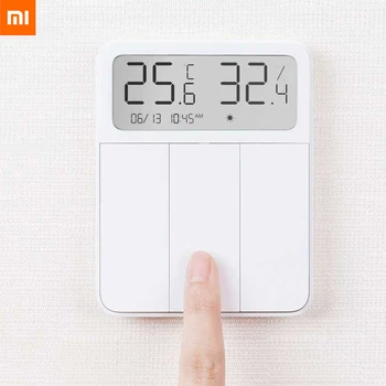 Xiaomi Mijia Smart Wall Switch Light Пульт Дистанционного Управления Беспроводным ЖК-Цифровым Экраном с 3 Клавишами Переключения Температуры и Влажности