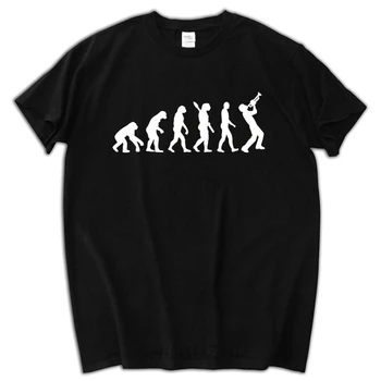 Разработанная мужская футболка из органического хлопка с коротким рукавом Funny Trumpet Evolution Дешево Оптом