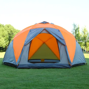 Крупногабаритная двухслойная 3-дверная 6-угловая палатка, в которой могут жить 10 человек, ручная палатка для кемпинга на открытом воздухе, новый навес для кемпинга