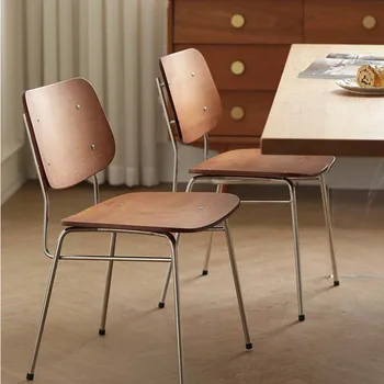 Антикварный обеденный стул из массива дерева в скандинавском ресторане, домашний стул для гостиной, простой дизайнерский компьютерный стул из железа