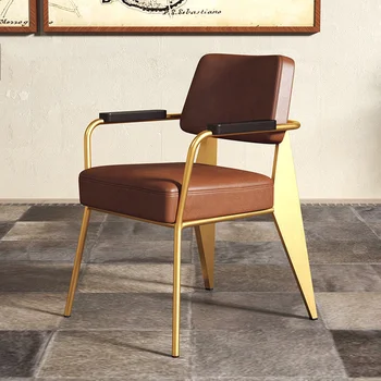 Скандинавское кресло для конференций со спинкой из кованого железа, кресло для кафе-ресторана с металлическим акцентом, Минималистичное кресло для переговоров LQYH
