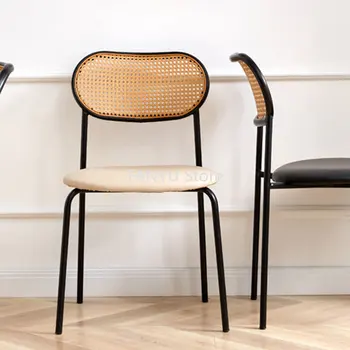 Современные обеденные стулья из ротанга Металлические Бытовые Скандинавские Креативные Обеденные Стулья Бытовая Мебель для дома WZ50DC
