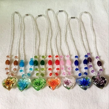 Многоцветное стеклянное ожерелье с подвеской из глазури, подвеска в форме сердца, цепочка для ключиц, Лэмпворк-колье, модные украшения в подарок