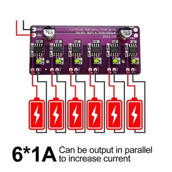 Зарядный модуль 6 *1A 5V с многоразрядной параллельной печатной платой Зарядная плата поддерживает 6 независимых групп аккумуляторов для 18650 4.2V 1
