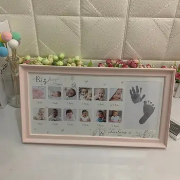 Памятная фоторамка с отпечатками рук и ног новорожденного 12 месяцев, рекорд роста ребенка в детстве, креативный держатель для фотографий