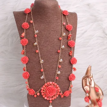 Роскошные Африканские Коралловые бусы Dudo для женщин, комплекты свадебных ожерелий ручной работы в Нигерийском стиле