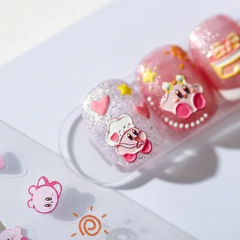 Милые наклейки для ногтей в японском стиле с мягкими рельефными рельефами, самоклеящиеся наклейки для украшения ногтей, мультяшные животные, 3D наклейки для ногтей