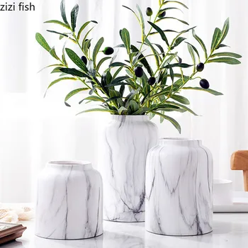 Керамическая ваза, костюм-тройка, простая мраморная гидропонная ваза, украшение домашнего рабочего стола, Цветочная композиция, Цветочный контейнер для растений