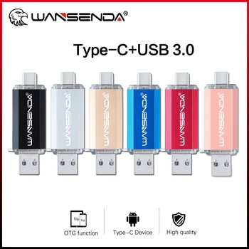 Горячая распродажа WANSENDA USB Флэш-накопитель Type C Pen Drive 512GB 256GB 128GB 64GB 32GB 16GB USB Stick 3.0 Флешка для устройства Type-C / ПК