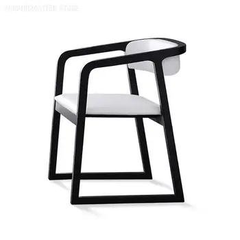 Обеденный стул с подлокотником из массива дерева, скандинавский современный простой бытовой ресторан, отель, новая технология спинки кресла в китайском стиле
