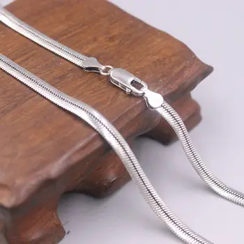 Подлинное ожерелье из стерлингового серебра 925 пробы, цепочка в елочку шириной 5 мм, 22,4 