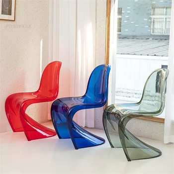 Обеденные стулья из скандинавского пластика, современный прозрачный акриловый обеденный стул, креативная хрустальная спинка табурета Sillas Home Furniture WK