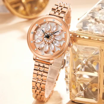 Женские часы Легкие Роскошные нишевые часы с отверстиями из кожи, инкрустированной бриллиантами, Женские часы Luck Watch, женские кожаные часы
