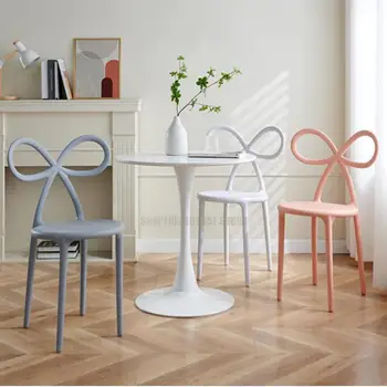 Обеденный стул из скандинавского пластика с современной простой спинкой, ресторан, магазин чая с молоком, туалетный столик для креативных девушек, стул для макияжа