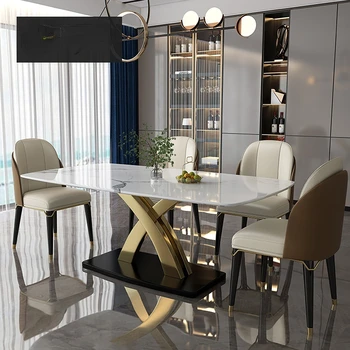 Обеденный стол и стул из итальянского роскошного мрамора комбинированный прямоугольный обеденный стол креативного дизайна роскошная мебель
