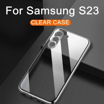Прозрачный мягкий силиконовый чехол TPU для Samsung Galaxy S23 Ultra S23Plus 5G S23 + Защита полнообъективной камеры Задняя крышка Новинка 2023 года