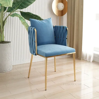 Скандинавские фланелевые обеденные стулья для кухни и домашнего обихода Современное минималистичное кресло Дизайнерский обеденный стул Легкие Роскошные стулья для макияжа