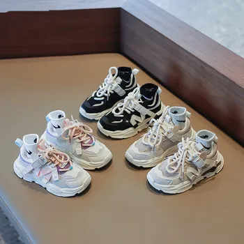 Новая весенняя детская спортивная обувь 2023 года, повседневные Корейские кроссовки для мальчиков, Обувь для папы для больших девочек, Повседневная обувь