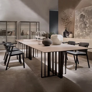 Семейный стол на вилле для большой семьи, изготовленный на заказ итальянский светлый роскошный большой каменный стол, офисный прямоугольный стол для конференций, чувство дизайна