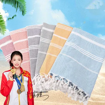 100x180 см утолщенное хлопчатобумажное турецкое спортивное полотенце с кисточками для тренажерного зала кемпинга сауны пляжа бассейна одеяло хорошо впитывает воду
