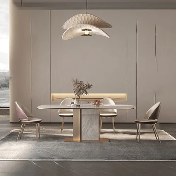 Легкий и роскошный обеденный стол Современный простой прямоугольный дизайнерский Новый небольшой семейный обеденный стол Мраморный обеденный стол