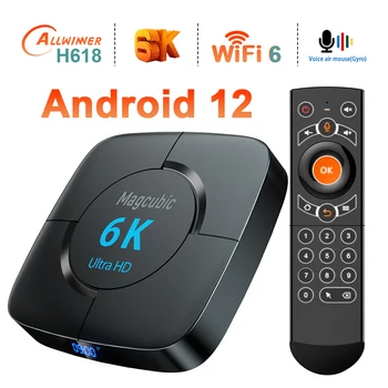 Magcubic Android 12 TV Box Wifi6 HDR10 + Allwinner H618 Четырехъядерный Cortex A53 Поддержка 8K 4K BT5.0 Голосовой медиаплеер телеприставка