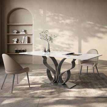 Итальянский минималистичный обеденный стол с грифельной доской, современная роскошная вилла-ресторан, Дизайнерский Серый стол, мебель Mesa Cocina