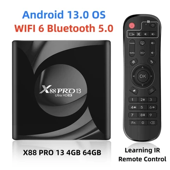 2023 Android 13 OS TV Box X88 PRO 13 RK3528 4 ГБ/64 ГБ Smart TVBOX Двойной WIFI 6 BT 5,0 Глобальный медиаплеер Ultra HD 8K Телеприставка