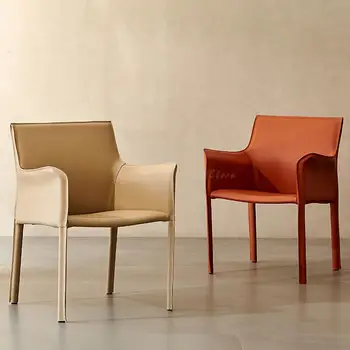 Обеденные стулья в скандинавском стиле высшего качества, Дизайнерский кожаный барный стул с современной обивкой, Минималистичное кресло Silla Nordica Мебель для дома