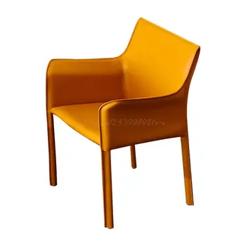 Обеденные стулья в скандинавском стиле высшего качества, Дизайнерский кожаный барный стул с современной обивкой, Минималистичное кресло Silla Nordica Мебель для дома 1