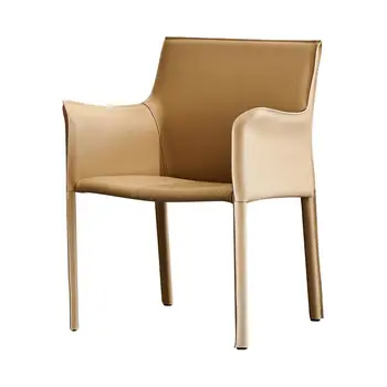 Обеденные стулья в скандинавском стиле высшего качества, Дизайнерский кожаный барный стул с современной обивкой, Минималистичное кресло Silla Nordica Мебель для дома 2