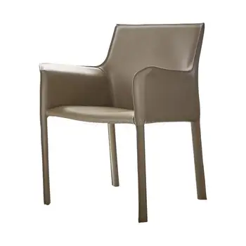 Обеденные стулья в скандинавском стиле высшего качества, Дизайнерский кожаный барный стул с современной обивкой, Минималистичное кресло Silla Nordica Мебель для дома 3