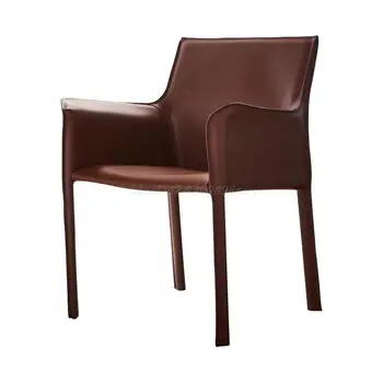 Обеденные стулья в скандинавском стиле высшего качества, Дизайнерский кожаный барный стул с современной обивкой, Минималистичное кресло Silla Nordica Мебель для дома 4