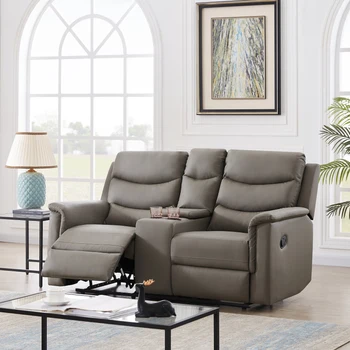 Серый двухместный спортивный диван PU, легко монтируемый, мягкий и удобный для внутренней мебели для гостиной
