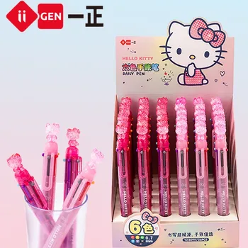 36шт Sanrio Hello Kitty 6 цветов шариковая ручка Kawaii Kt Cat Студенческая гелевая ручка для письма Школьные канцелярские принадлежности оптом
