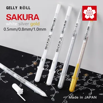 0.5/0.8/1.0 мм Гелевая ручка Sakura Gelly Roll Цвета: Золотистый, Серебристый High Light Marke Pen Art Painting Pen Для Письма Линейными Ручками Школьные Принадлежности