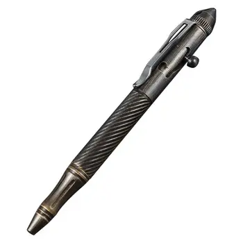 Наружная ручка-пулемет в стиле ретро для самообороны из нержавеющей стали, тактическая ручка с болтовым типом из нержавеющей стали, подвесное кольцо EDC, наружная ручка
