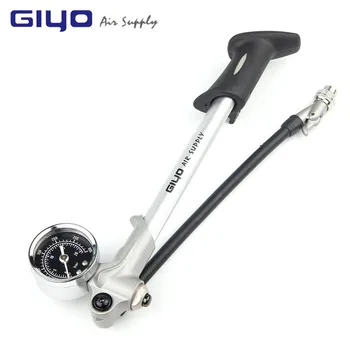 GIYO GS-02D Складной Велосипедный Пневматический Насос Высокого давления 300psi с Рычагом и Датчиком для Вилки и Задней Подвески Горного Велосипеда