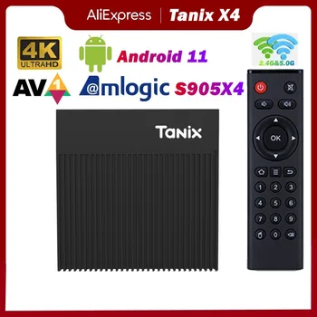 2023 Новый Tanix X4 Amlogic S905X4 TV Box Android 11,0 4 ГБ 32 ГБ Смарт-медиаплеер AV1 2,4 Г и 5 Г Двойной WiFi Android 11,0 телеприставка