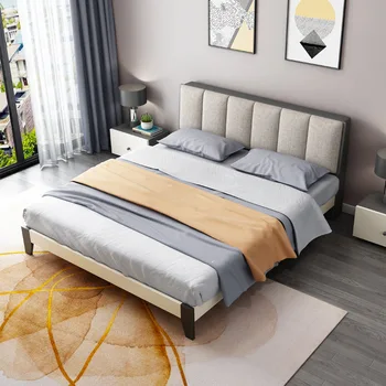 Современная простая двуспальная кровать 1,8 м, кровать для спальни, тканевая кровать 1,5 м, двуспальная кровать для апартаментов