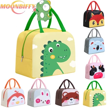 Детская сумка для ланча, Портативные Милые животные-динозавры, Водонепроницаемая грелка для еды, Ланч-бокс, Изолированная сумка, Детские школьные сумки для хранения продуктов