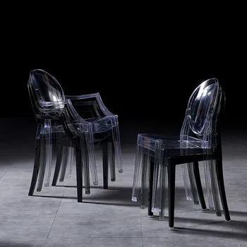 Скандинавский обеденный стул С пластиковой прозрачной спинкой, Обеденные стулья, Креативный макияж, Акриловое кресло, Кухонная мебель