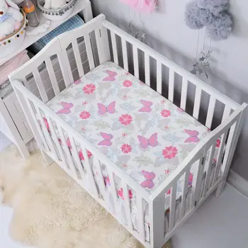 Мини-чехол для кроватки для новорожденных 70*96 см, супер удобный протектор, Эластичный Съемный наматрасник с цветочным принтом, детское постельное белье