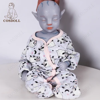 Куклы-младенцы Reborn 18 дюймов, 46 см, полное силиконовое тело, аниме Blue Reborn Может вращаться, приятный на ощупь Аватар, мягкая кожа, Детская игрушка в подарок