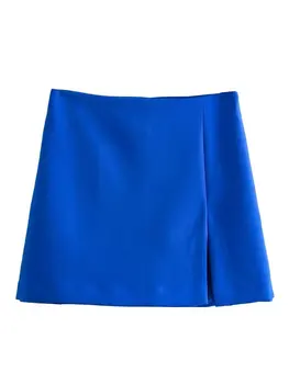 MESTTRAF Women 2023 Модные однотонные шорты с разрезом спереди, юбки, винтажные женские шорты с высокой талией и боковой молнией, уличная одежда