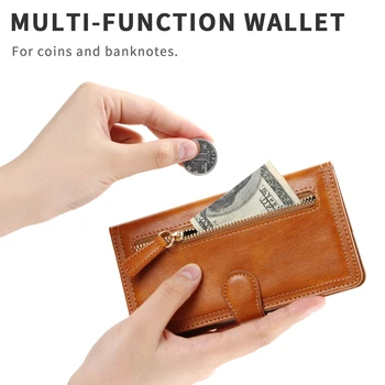 Для Samsung Galaxy A32 5G A31 Кожаный бумажник с откидной крышкой, карман для магнитных карт на молнии