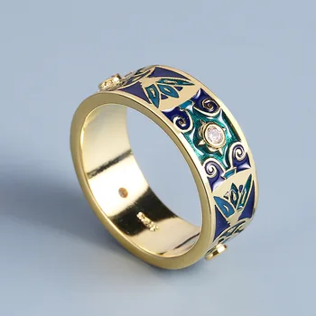 креативное кольцо с эмалью ручной работы из 18-каратного золота для женской моды с богемным рисунком, Красочное Обручальное кольцо с капающим клеем