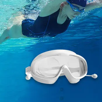 Очки для плавания при близорукости, очки для плавания, очки для четкого обзора с затычками для ушей, удобные мужские женские водонепроницаемые очки для дайвинга с защитой от запотевания
